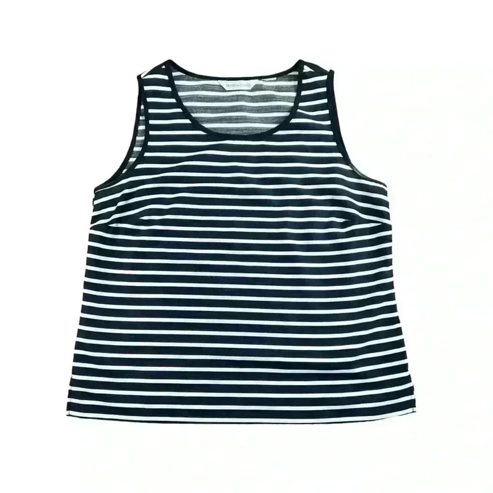 Drapers & Damon’s Black & White Striped Sleeveless Blouse Large